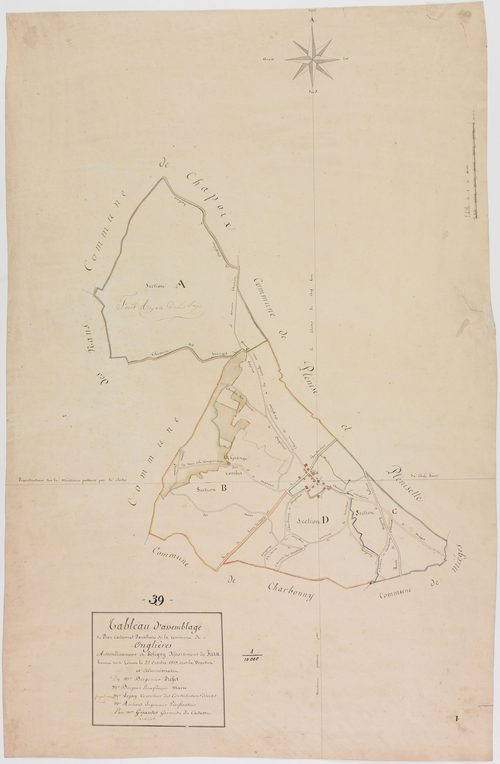 Onglières, tableau d'assemblage.géomètre : Girardet