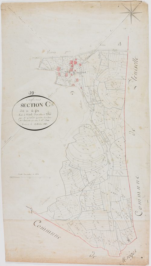 Onglières, section C, la Fin, feuille unique.géomètre : Girardet et Savourot