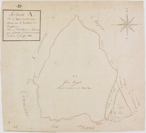 Onglières, section A, Lajoux second canton, feuille unique.géomètre : Girardet