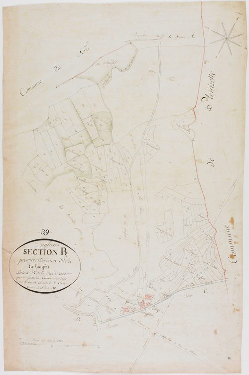 Onglières, section B, la Fougère, feuille 1.géomètre : Girardet et Savourot