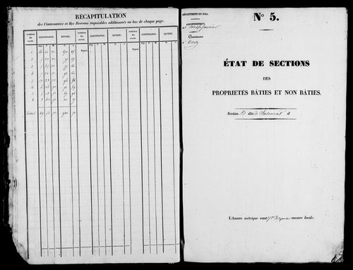 Etat de sections, s.d. [1828].