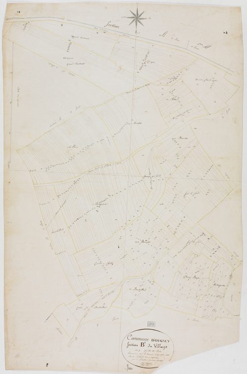 Ougney, section B, le Village, feuille 3.géomètre : E. F. Prost