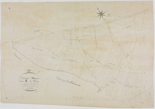 Ougney, section B, le Village, feuille 1.géomètre : E. F. Prost