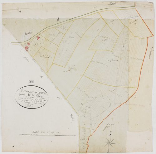 Ougney, section B, le Village, feuille 5.géomètre : E. F. Prost