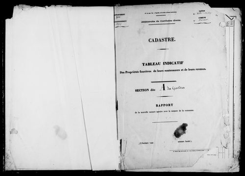 Etat de sections et matrice foncière.