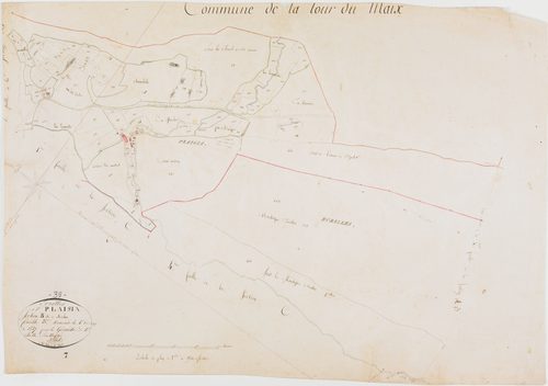 Plaisia, section B, Merlue, feuille 3.géomètre : Billet