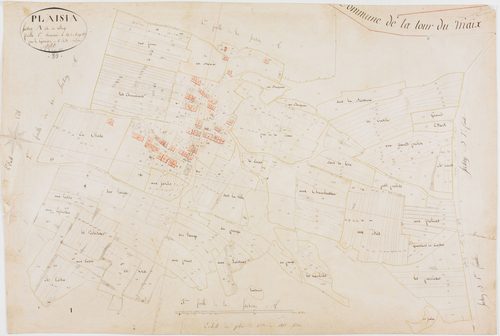 Plaisia, section A, le Village, feuille 1.géomètre : Billet
