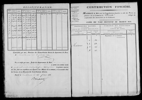 Etat de sections et matrice foncière.