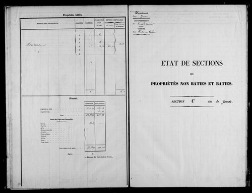 Etat de sections, s.d. [milieu XIXe]. Commune réunie à celle de Nogna et 1815 à 1839.