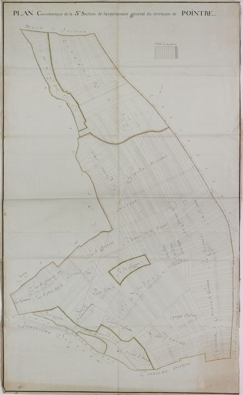 Pointre. Plan du livre foncier dressé par Jacques Lamy, arpenteur géomètre.Plan de la section 5.