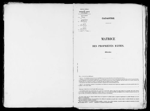 Matrice des propriétés bâties, case 7 à 896.