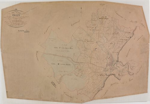 Poligny, tableau d'assemblage, sections A à D et F à K.