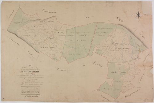 Besain et Molain, tableau d'assemblage, -Tableau d'assemblage des communes de Besain et de Molain, canton de Poligny.Date : 1835.