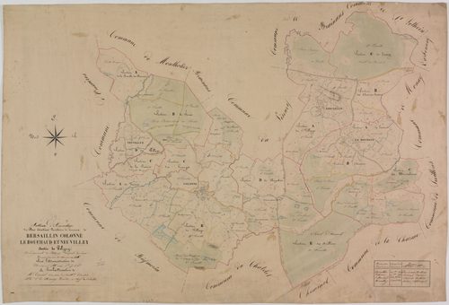 Bersaillin, Colonne, Le Bouchaud, Neuvilley, tableau d'assemblage, -Tableau d'assemblage des communes de Bersaillin, Colonne, Le Bouchaud, Neuvilley, canton de Poligny.Date : 1835.