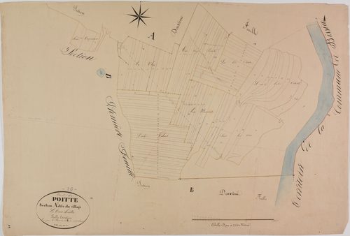 Poitte, section A, le Village, feuille 3.