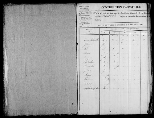Etat de sections et matrice foncière.