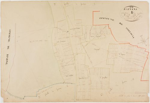 Rainans, section B, la Résilière, feuille 2.géomètre : Billet