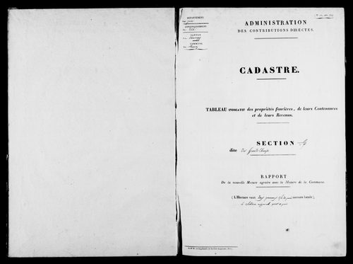 Etat de sections et matrice foncière.