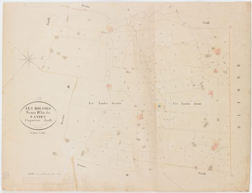 Rousses (Les), section D, les Landes, feuille 5.géomètre : Braud