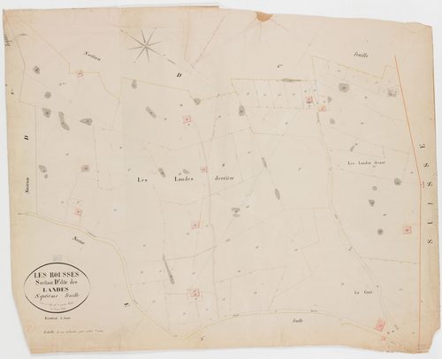 Rousses (Les), section D, les Landes, feuille 7.géomètre : Braud