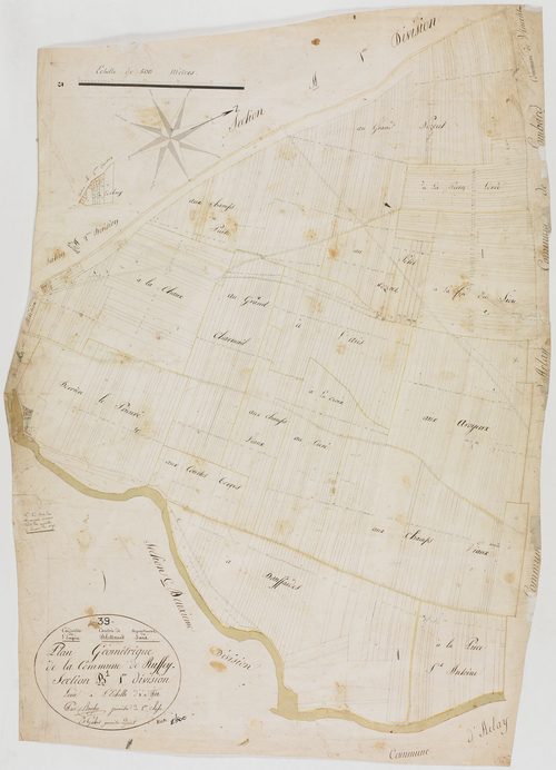 Ruffey-sur-Seille, section B, feuille 1.géomètre : Boichoz et Gabet