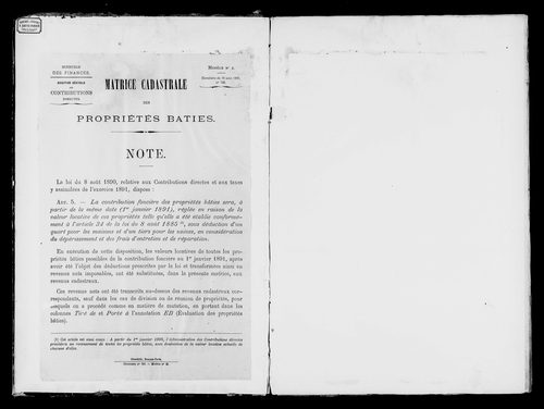Matrice des propriétés bâties.