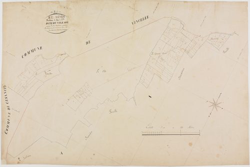 Sainte-Agnès, section A, le Village, feuille 3.géomètre : Dussauget