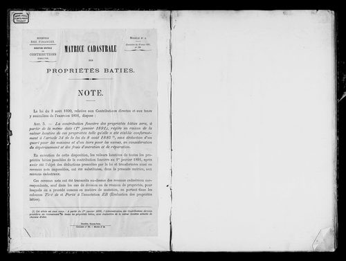 Matrice des propriétés bâties.