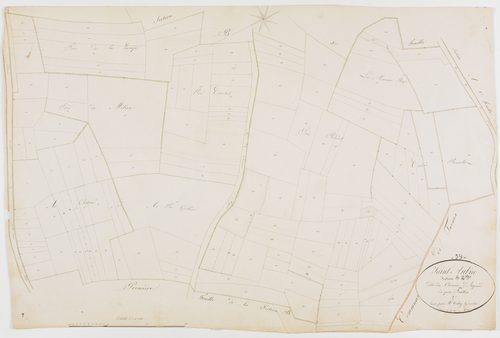 Saint-Aubin, section B, Chemin d'Argand, feuille 2.[1825] géomètre : Tabey