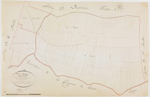 Saint-Aubin, section D, Fragnot et Seinge-Sein, feuille 3.[1825] géomètre : Chaunet