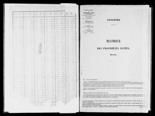 Matrice des propriétés bâties, case 1 à 904.