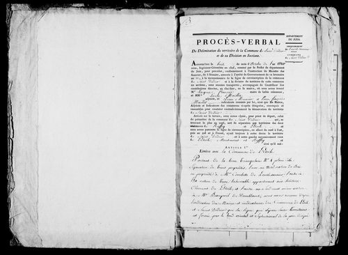 Etat de sections, matrice foncière et procès-verbal de délimitation du territoire.