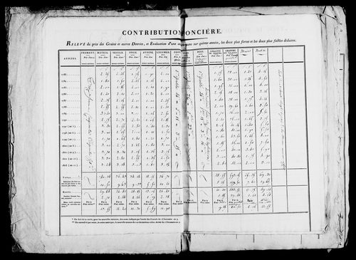 Etat de sections, matrice foncière et procès-verbal de délimitation du territoire.