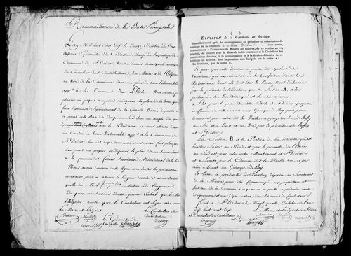 Etat de sections, matrice foncière et procès-verbal de délimitation du territoire.