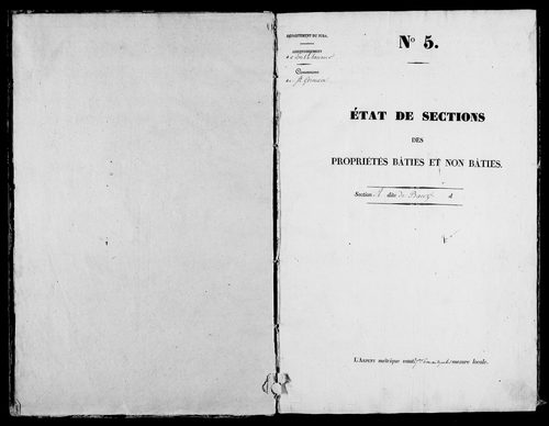 Etat de sections, s.d. [début XIXe].