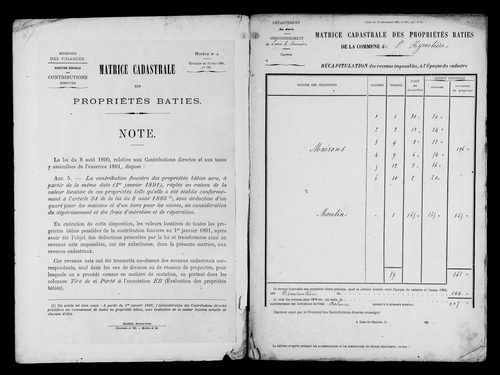 Matrice des propriétés bâties.