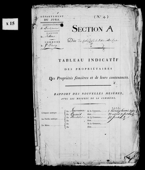 Etat de sections, s.d. [début XIXe].