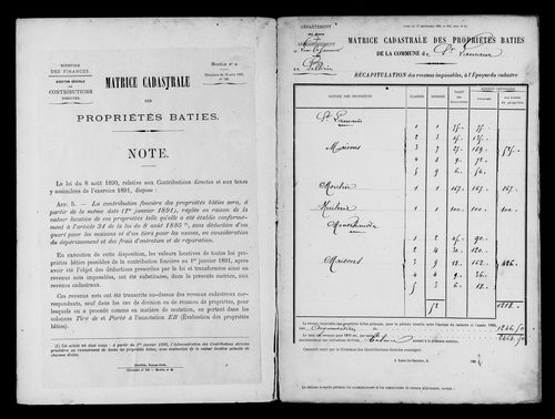 Matrice des propriétés bâties.
