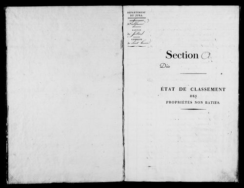 Etat de sections, état de classement, s.d. [début XIXe].