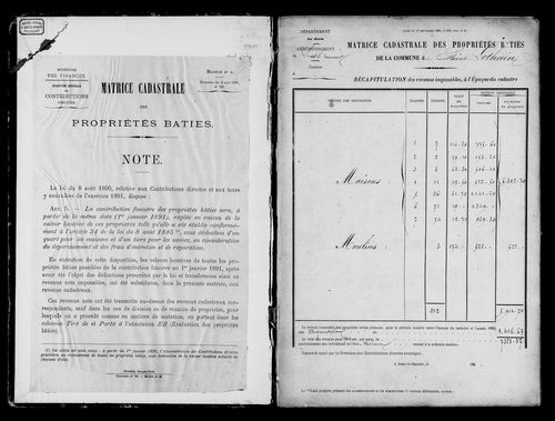 Matrice des propriétés bâties.