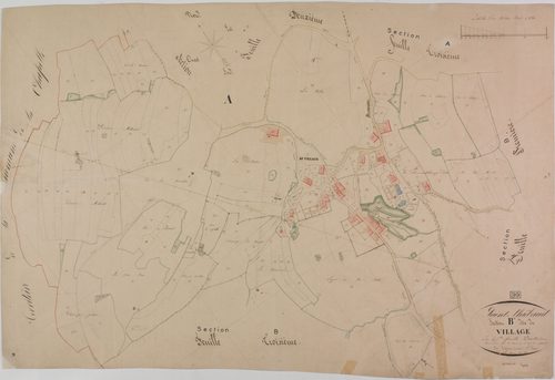 Saint-Thiébaud, section B, le Village, feuille 4.