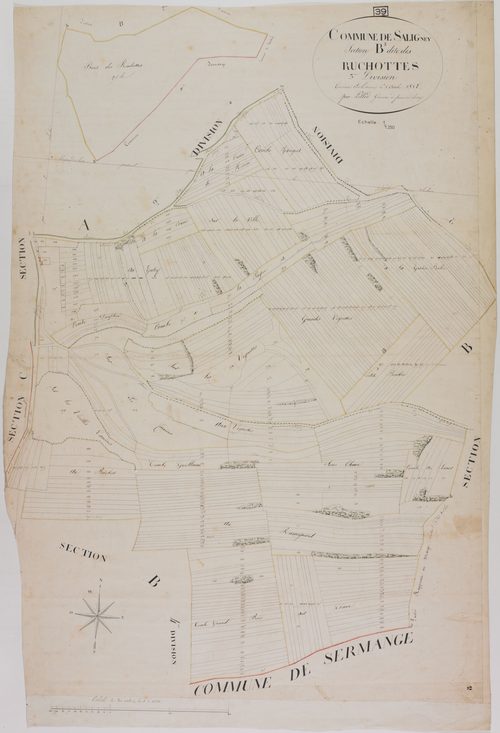 Saligney, section B, les Ruchottes, feuille 3.