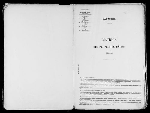 Matrice des propriétés bâties, case 1 à 920.
