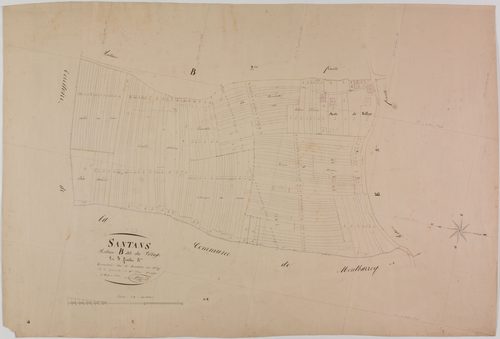 Santans, section B, le Village, feuille 3.géomètre : Singey