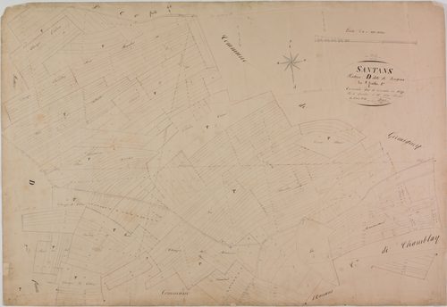 Santans, section D, les Rougeux, feuille 1.géomètre : Singey
