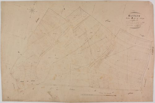 Santans, section B, le Village, feuille 1.géomètre : Singey
