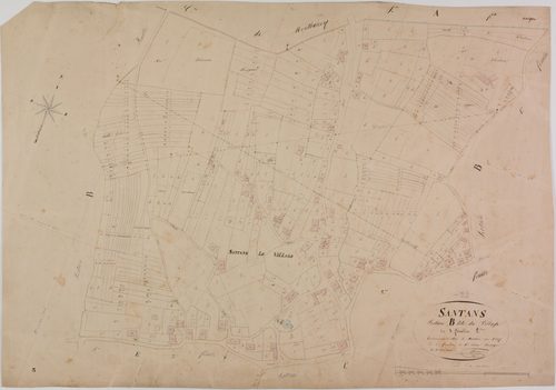 Santans, section B, le Village, feuille 2.géomètre : Singey