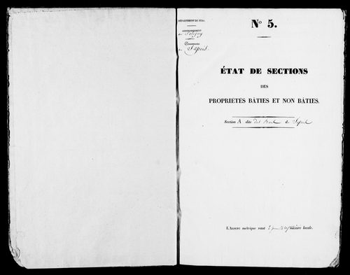 Etat de sections, s.d. [début XIXe].