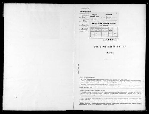 Matrice des propriétés bâties. Commune rattachée à celle de Villers-Robert de 1824 à 1871.