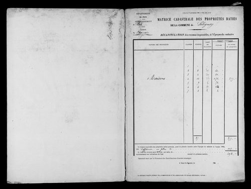 Matrice des propriétés bâties. Commune rattachée à celle de Villers-Robert de 1824 à 1871.
